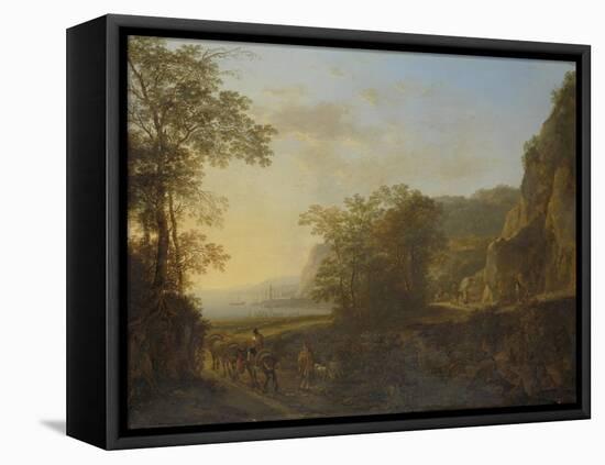 Italian Landscape with a View of a Harbor-Jan Both-Framed Stretched Canvas