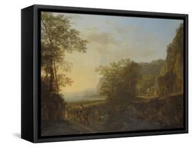 Italian Landscape with a View of a Harbor-Jan Both-Framed Stretched Canvas