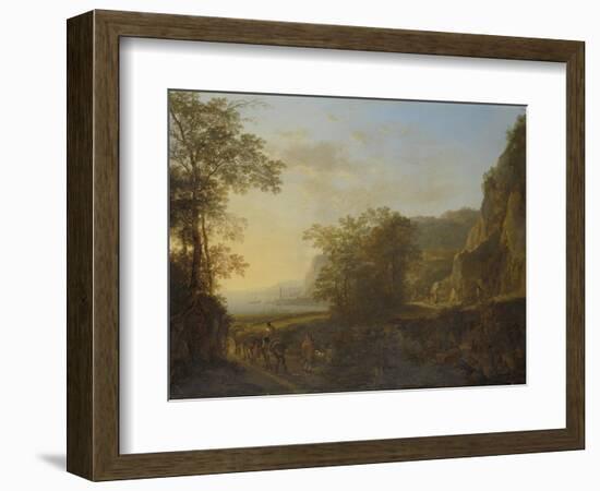 Italian Landscape with a View of a Harbor-Jan Both-Framed Art Print