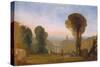 Italian Landscape with Bridge and Tower-J. M. W. Turner-Stretched Canvas