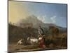 Italian Landscape with Girl Milking a Goat-Karel Dujardin-Mounted Art Print