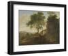 Italian Landscape with Heavy Rocks with Trees and a Pond-Herman Van Swanevelt-Framed Art Print
