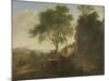 Italian Landscape with Heavy Rocks with Trees and a Pond-Herman Van Swanevelt-Mounted Art Print