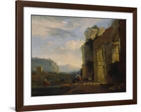 Italian Landscape with Ruins of an Aqueduct, 1675-Nicolaes Berchem-Framed Giclee Print