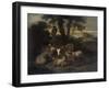 Italian Landscape with Shepherdess and Animals-Simon van der Does-Framed Art Print