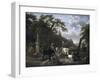 Italian Landscape with Shepherds and Animals at a Fountain-Jean Louis Demarne-Framed Art Print