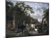 Italian Landscape with Shepherds and Animals at a Fountain-Jean Louis Demarne-Mounted Art Print