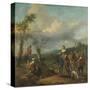 Italian Landscape with Travellers with Wine Casks-Johannes Lingelbach-Stretched Canvas