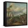 Italian Landscape with Travellers with Wine Casks-Johannes Lingelbach-Framed Stretched Canvas