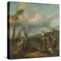 Italian Landscape with Travellers with Wine Casks-Johannes Lingelbach-Stretched Canvas