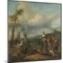 Italian Landscape with Travellers with Wine Casks-Johannes Lingelbach-Mounted Art Print