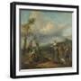 Italian Landscape with Travellers with Wine Casks-Johannes Lingelbach-Framed Art Print