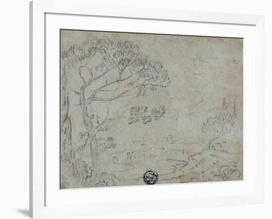 Italian Landscape with Umbrella Pine in Foreground-Richard Wilson-Framed Giclee Print