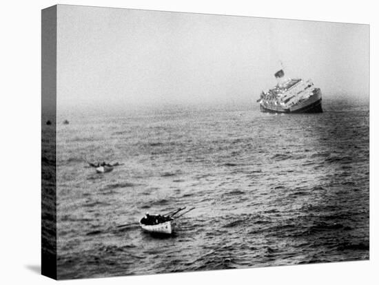 Italian Liner Andrea Doria Sinking in Atlantic After Collision with Swedish Ship Stockholm-Loomis Dean-Stretched Canvas