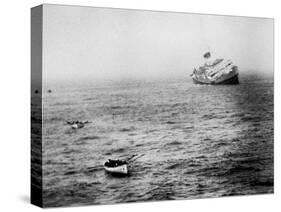 Italian Liner Andrea Doria Sinking in Atlantic After Collision with Swedish Ship Stockholm-Loomis Dean-Stretched Canvas