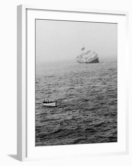 Italian Liner Andrea Doria Sinking in Atlantic after Collision with Swedish Ship Stockholm-Loomis Dean-Framed Photographic Print