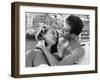 Italian Man Combing His Girlfriend's Hair-Paul Schutzer-Framed Photographic Print