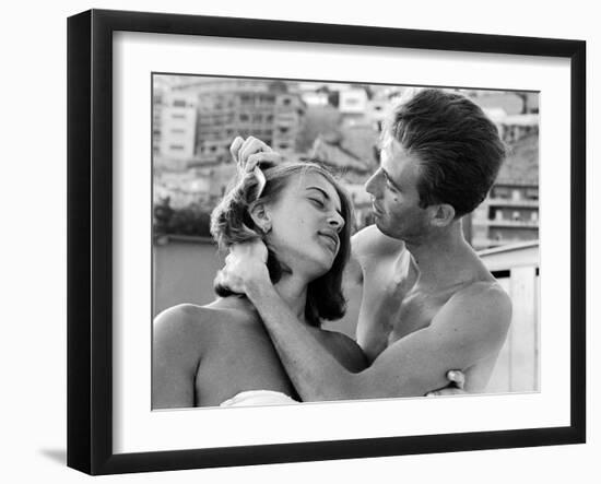 Italian Man Combing His Girlfriend's Hair-Paul Schutzer-Framed Photographic Print