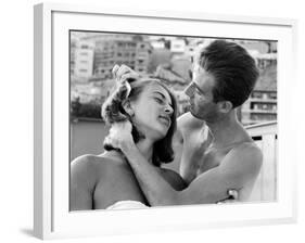 Italian Man Combing His Girlfriend's Hair-Paul Schutzer-Framed Photographic Print