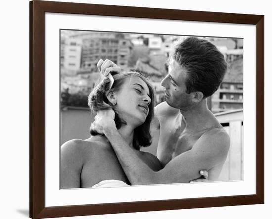 Italian Man Combing His Girlfriend's Hair-Paul Schutzer-Framed Photographic Print