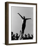 Italian Man Showing Off at a Swimming Pool-Paul Schutzer-Framed Photographic Print