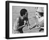 Italian Man Talking to a Woman While Enjoying a Day at the Beach-Paul Schutzer-Framed Photographic Print