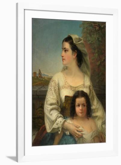 Italian Mother and Child, 1868 (Oil on Canvas)-Thomas Hicks-Framed Giclee Print