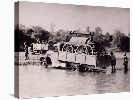 Italian Motorized Column Crossing River in Today Somalia-null-Stretched Canvas