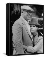 Italian Movie Director Carlo Ponti and His Actress Wife Sophia Loren Outside Villa-Alfred Eisenstaedt-Framed Stretched Canvas