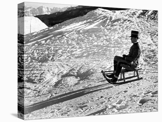 Italian Officer Enjoying a Sled Ride in the Italian Alps-Alfred Eisenstaedt-Stretched Canvas