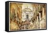 Italian Old Town Streets- Lecce-Maugli-l-Framed Stretched Canvas