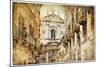 Italian Old Town Streets- Lecce-Maugli-l-Mounted Art Print