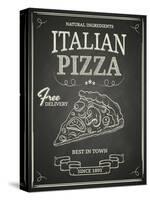 Italian Pizza Poster on Black Chalkboard-hoverfly-Stretched Canvas