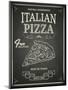 Italian Pizza Poster on Black Chalkboard-hoverfly-Mounted Art Print