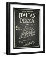 Italian Pizza Poster on Black Chalkboard-hoverfly-Framed Art Print