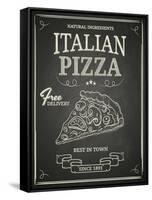 Italian Pizza Poster on Black Chalkboard-hoverfly-Framed Stretched Canvas