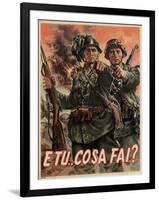 Italian Propganda Poster E Tu Cosa Fai? , Pub.1939-45 (Colour Litho)-Gino Boccasile-Framed Giclee Print