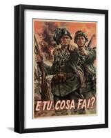 Italian Propganda Poster E Tu Cosa Fai? , Pub.1939-45 (Colour Litho)-Gino Boccasile-Framed Giclee Print