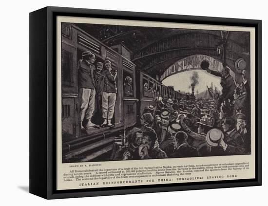 Italian Reinforcements for China, Bersaglieri Leaving Rome-null-Framed Stretched Canvas