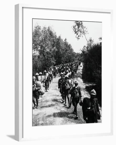 Italian Reinforcements on their Way to Frontline, June 1918-null-Framed Giclee Print