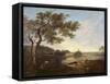 Italian River Scene with Figures-Richard Wilson-Framed Stretched Canvas