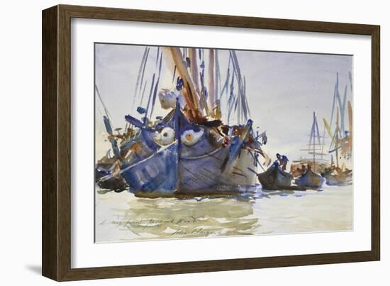 Italian Sailing Vessels at Anchor (Watercolour over Indications in Graphite on Rough Paper)-John Singer Sargent-Framed Giclee Print