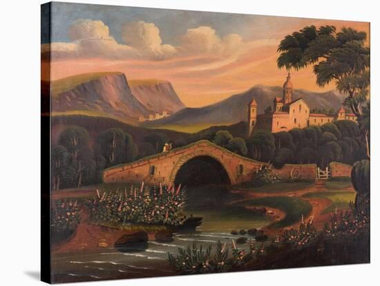 Italian Scene with Bridge, 1840-1860-Thomas Chambers-Stretched Canvas