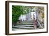 Italian Staircase with Flowers-Marilyn Dunlap-Framed Art Print