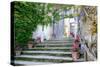 Italian Staircase with Flowers-Marilyn Dunlap-Stretched Canvas