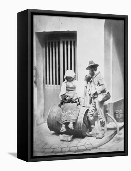 Italian Street Musicians at Entrance to 21 Quai De Bourbon, C.1854-Charles Nègre-Framed Stretched Canvas