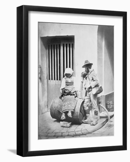 Italian Street Musicians at Entrance to 21 Quai De Bourbon, C.1854-Charles Nègre-Framed Photographic Print