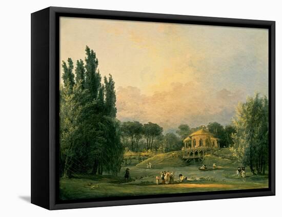 Italian Tempietto in a Park-Hubert Robert-Framed Stretched Canvas