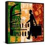 Italian Travel Flyer-Petrafler-Framed Stretched Canvas