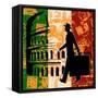 Italian Travel Flyer-Petrafler-Framed Stretched Canvas